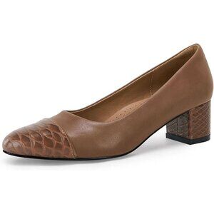 Womens Size 7.5 Shoes Low Block Heel Faux Leather Snakeskin Closed Toe Slip-On